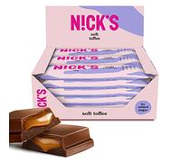 NICKS Soft Toffee Keto Chocolate Bars No Added Sugar 110 Calories, 3.5 Net Carbs, Gluten Free Caramel Sweets Low carb Candy Snack Bar (Multipack 15x28g)