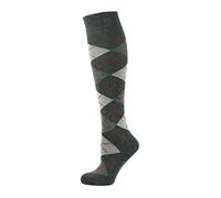 Nicky Adams Countrywear Argyle Riding Socks | Unisex Knee-High Equestrian Cotton Socks | Breathable & Stylish Diamond Pattern | Ideal for Horse Riding & Outdoor Activities (Anthracite Red Line)