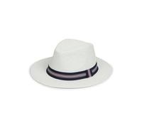 Nicky Adams Countrywear Panama Straw Sun Hat Fedora Style - Lightweight Unisex Beach Hat with UV Protection (Cream with Navy Band 57)