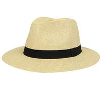 Nicky Adams Countrywear Panama Straw Sun Hat Fedora Style - Lightweight Unisex Beach Hat with UV Protection (Natural with Black Band 59)