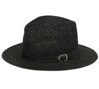 Nicky Adams Countrywear Panama Sun Hat Straw Men's and Ladies' Fedora Style Summer Beach Hat with Chrome Buckle Lightweight 100% Paper Sweatband Black