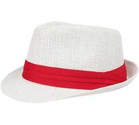 Nicky Adams Countrywear Unisex Trilby Straw Paper Sun Hat with Pleated Band - Lightweight Summer Fedora for Beach, Festival, Vacation - Stylish Sun Protection Red