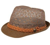Nicky Adams Countrywear Women's Fedora Trilby Sun Hat - UV Protection, Plaited Piping, Embroidered Lace, Straw Panama Hat for Summer, Spring Festivals, Casual Wear, White Brown Beige
