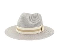 Nicky Adams Panama Hat - Classic Wide Brim Straw Hat with UV Sun Protection, Lightweight & Breathable Summer Hat for Men & Women, Foldable for Travel - Eco-Friendly Material (Grey, M/L)