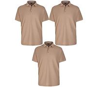 Nicky Adams Premium Polo Shirt - Mens Short Sleeve Pique Polycotton Work T-Shirt - Lightweight & Breathable Golf Tee - Casual Sports Top, Plain Design in Many Colours & Sizes (3 x Khaki Tan, Large)