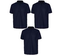 Nicky Adams Premium Polo Shirt - Mens Short Sleeve Pique Polycotton Work T-Shirt - Lightweight & Breathable Golf Tee - Casual Sports Top, Plain Design in Many Colours & Sizes (3 x Navy, Large)