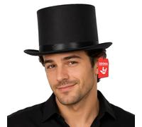 Nicky Bigs, Black Top Hat, Halloween Costume Accessories | Tall Black Satin Top Hat, Victorian Steampunk Style, One Size Fits Most