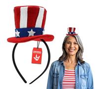 Nicky Bigs Novelties 4th of July Mini Uncle Sam USA Patriotic Top Hat On Headband Costume Accessory