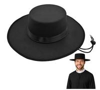 Nicky Bigs Novelties Adult Felt Spanish Wide Brim Black Padre Plague Doctor Hat Halloween Costume Accessory