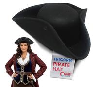 Nicky Bigs Novelties - Colonial Tricorn Pirate Hat - Adult Women and Mens Pirate Hat - Pirate Costume Accessory Colonial Hat, Black, One size
