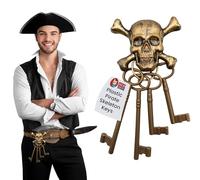 Nicky Bigs Novelties Dead Mans Jingle Adult Gold Plastic Pirate Buccaneer Skeleton Keys Caribbean Skull Treasure Costume Prop Accessory