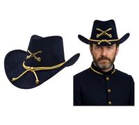 Nicky Bigs Novelties Mens Civil War Officer Cavalry Cowboy Western Hat Soldier Cap Costume Accessory, Navy Blue, One size