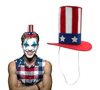 Nicky Bigs Novelties Mini Felt Patriotic Tall Uncle Sam USA Flag Top Hat Red White Blue Striped Costume Accessory for 4th of July Memorial Day Parades BBQs Unisex Adult