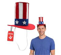 Nicky Bigs Novelties Mini Uncle Sam Top Hat, Patriotic Day Hat, Red White and Blue Costume hats, Felt 4th of July Hats, Multicolor, One size