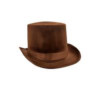 Nicky Bigs Novelties Steampunk Accessories Mens Large Top Hat Tall Brown Satin Regency Hat for Circus Ringmaster Victorian Roaring 20s Magician Formal, Costume Tuxedo Deluxe High Crown