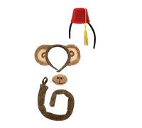 Nicky Bigs Novelties Unisex Adult Monkey in Fez Hat Kit Mini Headband Nose Tail Movie Costume Set