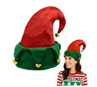 Nicky Bigs Novelties Unisex Adult Red Green Felt Elf Hat with Jingle Bells - Giant Bells On Elf Hats - Ugly Christmas Holiday Costume Accessory