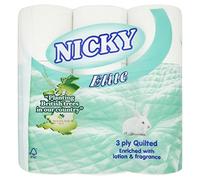 Nicky Elite 3 Ply Quilted Toilet Tissue, 9 Rolls