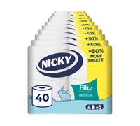 Nicky Elite, 40 Mega Rolls of Toilet Tissue, 3-Ply