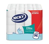 Nicky Elite - 96 Rolls of Toilet Paper, 150 Soft 3-Ply Sheets, Soft and Resistant to Skin Contact, Dermatologically Tested, 100% FSC® Certified Paper