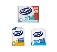 Nicky Elite Toilet Tissue 24 Rolls of 168 Sheets Jumbo Kitchen Towel 12 Rol