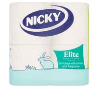 Nicky Elite Toilet Tissue, 3-Ply, 4 Rolls Paper Pack