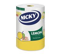 Nicky Lemon Kitchen Towel - Pack of 6 Rolls, 150 2-Ply Sheets per Roll, Absorbent, Easy Opening, Lemon Scented Core, Unique Embossing, Decorated Sheets, 100% FSC Certified Paper