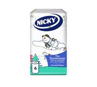 Nicky Snowman Super Roll Kitchen Towel | Pack of 4 Rolls | 2-ply Absorbent Paper for Kitchens | Embossed | Christmas Decorated Sheets | Multi-Purpose Decorated Kitchen Towels | 100% FSC Certified