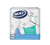 Nicky Snowman Toilet Tissue - Extra Value pack 45 x Rolls Embossed, 168 sheets per roll, 3-Ply, Exceptional Quality, The Offical Snowman and Snowdog Decorated Sheets, 100% FSC Certified Paper