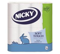 Nicky Soft Touch Toilet Tissue, 2-Ply, 16 Rolls Paper Pack