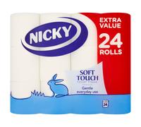 Nicky Soft Touch Toilet Tissue, 2-Ply, 24 Rolls