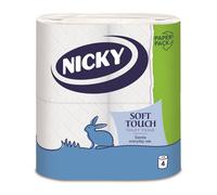 Nicky Soft Touch Toilet Tissue, 2-Ply, 4 Rolls Paper Pack