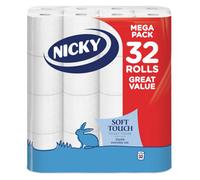 Nicky Soft Touch White Toilet Roll, Pack Of 32