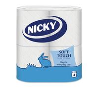 Nicky Soft Touch White Toilet Roll, Pack Of 4