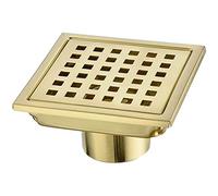 Nicmondo Square Shower Drain 4 inch, Floor Waste Drain Point Center with Removable Grate Cover, 304 Stainless Steel, 11cm x 11cm, PVD Brushed Gold