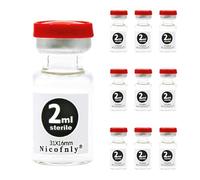 Nicofnly 2ml Sterile Glass Vials, 10 Packs- 2ml Sterile Empty Vial with Self-Healing Injection Port and Flip Top Cap, Sterile Package