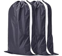 NICOGENA 2 Pack Laundry Bag with Shoulder Strap, Sturdy Drawstring Rips and Tears Resistant Nylon Fabric, Collapsible Large Clothes Storage for College, Grey