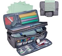 NICOGENA Double Layer Carrying Case with Mat Pocket for Cricut Explore Air 2, Cricut Maker, Multi Large Front Pockets for Tools Accessories and Supplies, Grey