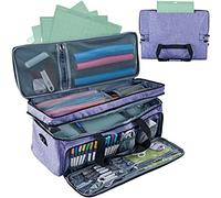 NICOGENA Double Layer Carrying Case with Mat Pocket for Cricut Maker 4, Explore 4, Multi Large Front Compartments for Tools, Accessories and Supplies, Purple