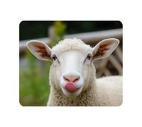 Nicokee Gaming Mouse Pad Animal Funny Sheep Portrait of Showing Tongue Lamb Livestock Face Farm Non-Slip Rubber Mouse Pad for Computers, Laptop, Office, Home Rectangle Mousepad 9.5 Inch x 7.9 Inch