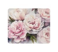Nicokee Gaming Mouse Pad Watercolor Peonies Pink Flowers Painting Non-Slip Rubber Mouse Pad for Computers, Laptop, Office, Home Rectangle Personalized Mousepad 9.5 Inch x 7.9 Inch