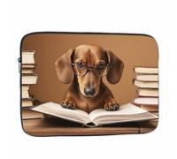 Nicokee Laptop Sleeve Bag 15.4 15.6 Inch,Dachshund Professor Reading A Book Funny Dog Animal Protective Polyester Computer Cases Laptop Cover Briefcase Bag Tablet Travel Cover
