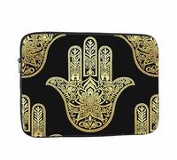 Nicokee Laptop Sleeve Bag 15.4 15.6 Inch,Hamsa Hand of Fatima Ethnic Amulet Gold Black Protective Polyester Computer Cases Laptop Cover Briefcase Bag Tablet Travel Cover