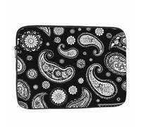 Nicokee Laptop Sleeve Bag 15.4 15.6 Inch,Paisley Pattern Black White Floral Ethnic Asian Art Protective Polyester Computer Cases Laptop Cover Briefcase Bag Tablet Travel Cover