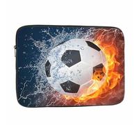 Nicokee Laptop Sleeve Bag 15.4 15.6 Inch,Soccer Ball in Fire and Water Football Protective Polyester Computer Cases Laptop Cover Briefcase Bag Tablet Travel Cover