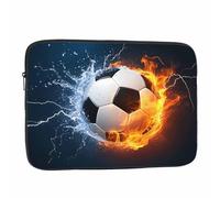 Nicokee Laptop Sleeve Bag 15.4 15.6 Inch,Soccer Ball in Fire and Water Football Protective Polyester Computer Cases Laptop Cover Briefcase Bag Tablet Travel Cover
