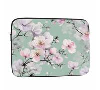 Nicokee Laptop Sleeve Bag 15.4 15.6 Inch,Watercolor Flower Pink Flower Green Protective Polyester Computer Cases Laptop Cover Briefcase Bag Tablet Travel Cover