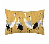 Nicokee Throw Pillow Cover Red-Crowned Crane Decorative Pillow Cases Polyester Cushion Cover Decorative for Couch Sofa Bedroom Living Room,Queen Size 20x30 Inch