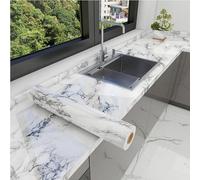 NICOLA 10m x 40cm Marble Vinyl Wrap, Waterproof Self-Adhesive Worktop Covering, Thick PVC Kitchen Counter Film with Marble Effect, Removable Worktop Vinyl for Tables, Cabinets