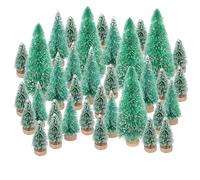 NiCoLa 35Pcs Miniature Christmas Tree, Mini Artificial Snow Frost Trees Mini Sisal Snow Frost Trees, Wooden Base Christmas Tree for Christmas Party and Home Holiday Decoration